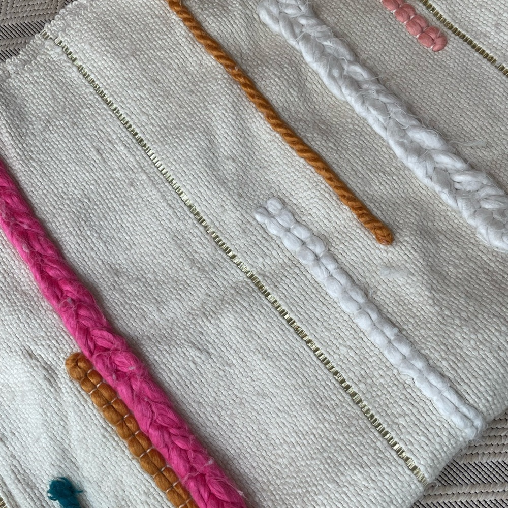 NWT Anthropology wool/cotton White multicolored textured throw for bed/couch - Picture 14 of 14